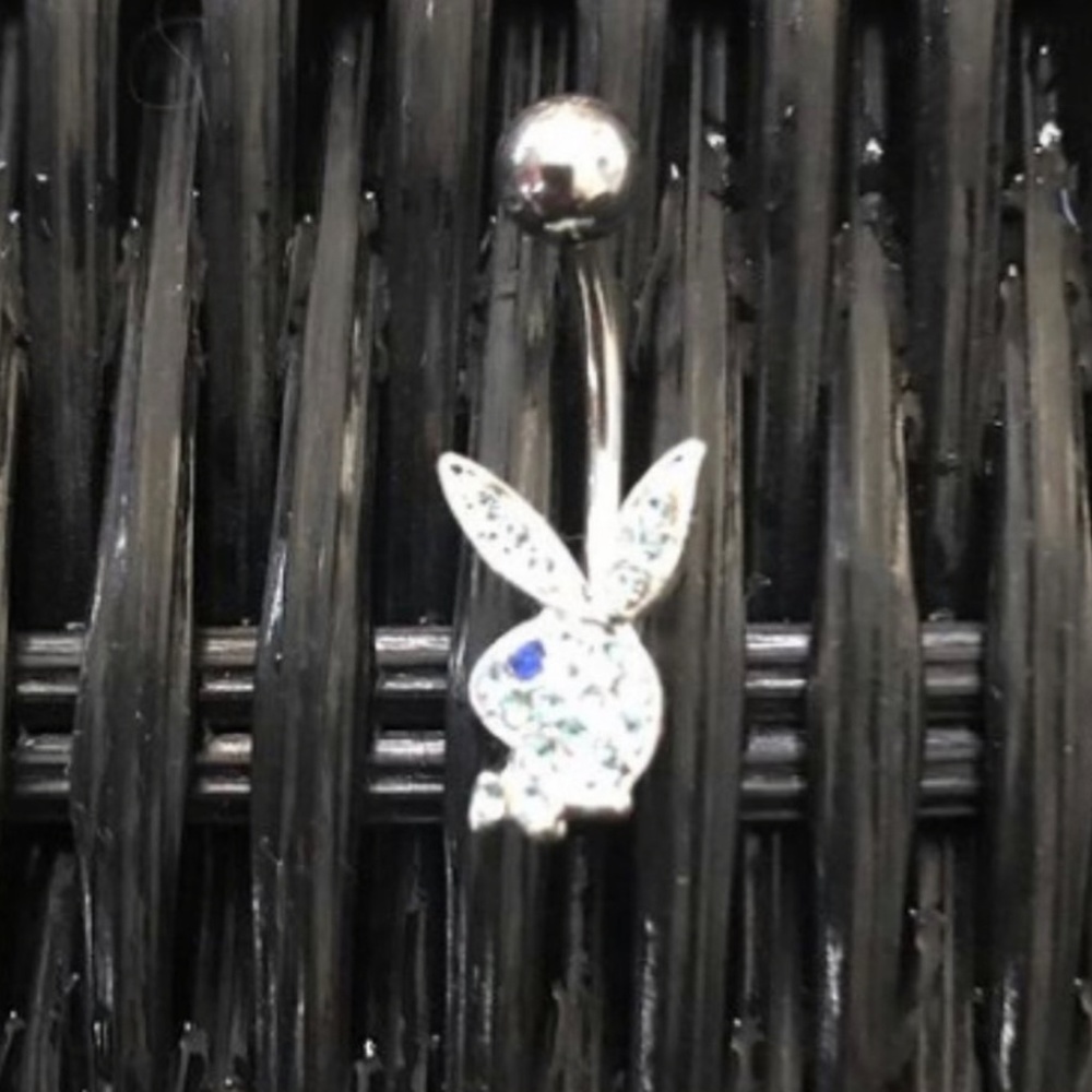 playboy crystal blue eye belly button navel ring